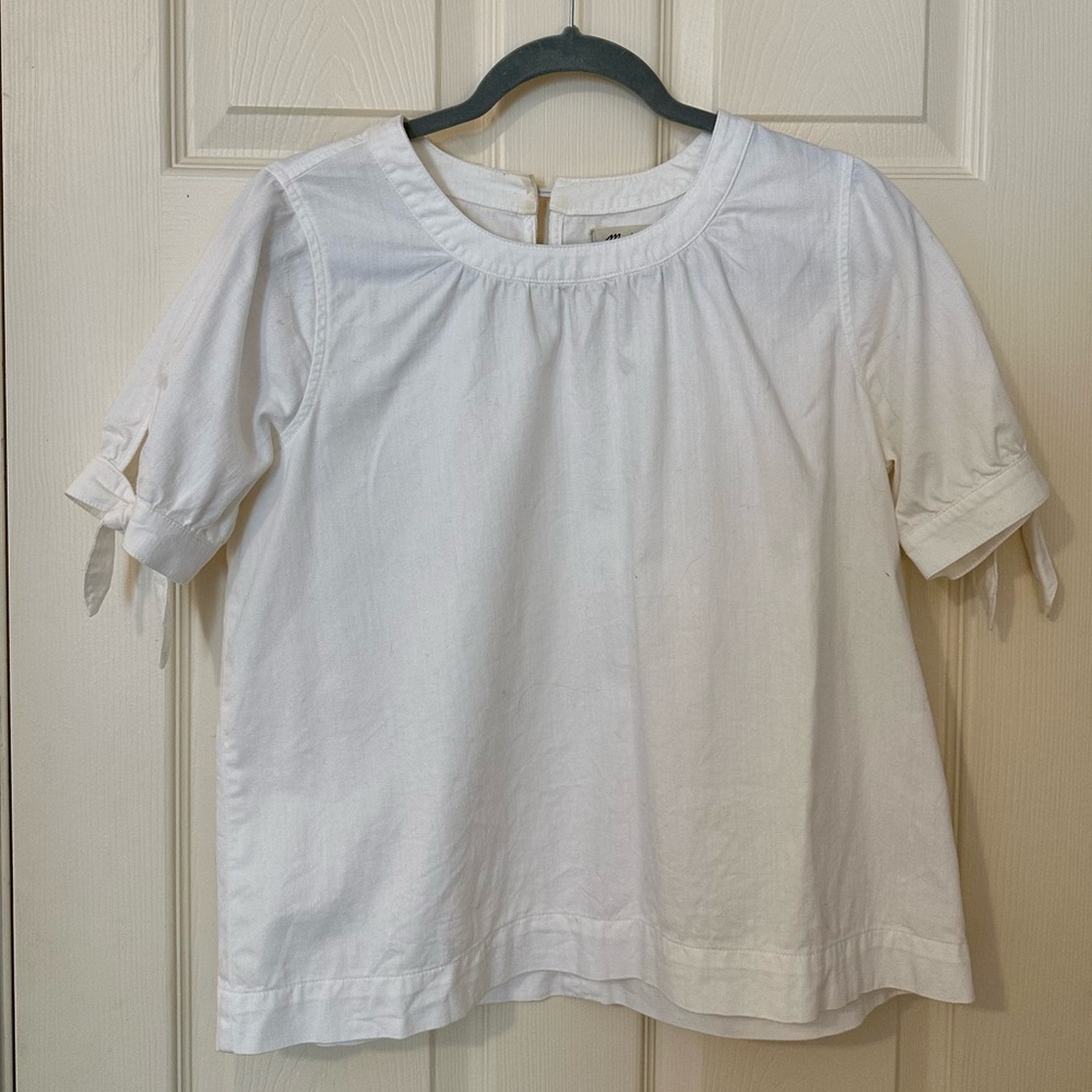 Madewell Tie-Sleeve Short Sleeve Blouse